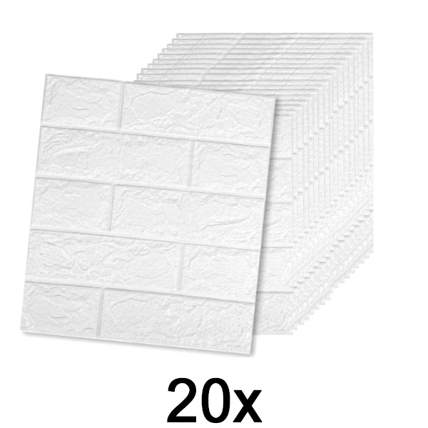 4x (5 pezzi) Carta da parati autoadesiva in mattoni con motivo 3D | BRICKSBY